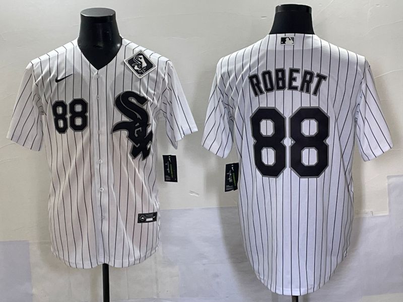Men 2025 Chicago White Sox #88 Robert White Stripe Game Nike MLB Jersey style 7031->chicago white sox->MLB Jersey